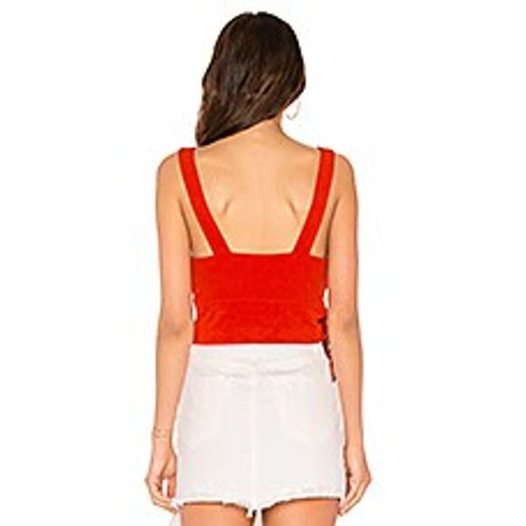 Free People womens size small Paisley Pop Tank orange boho summer top crop tie - Picture 2 of 8